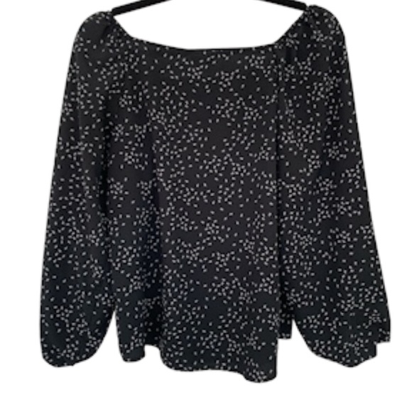 A NEW DAY Women’s Long Puff Sleeve Blouse Square Neck Blk/Wt Tiny Floral Print M - Picture 2 of 10